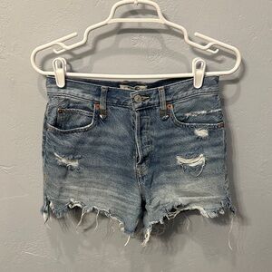 We The Free Light Blue Distressed Jean Shorts